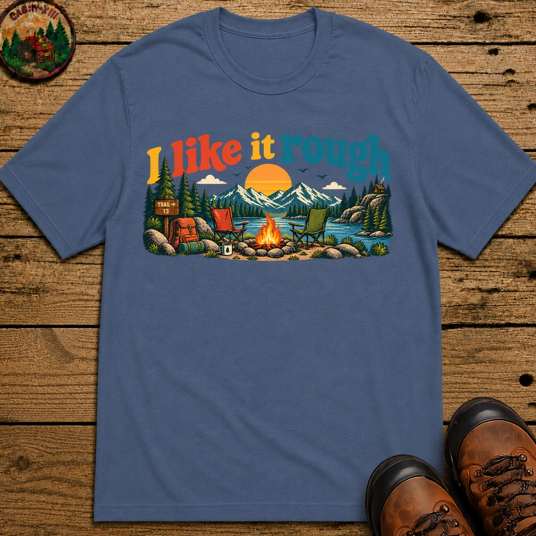 I Like It Rough Half Color T-Shirt - Blue Jean