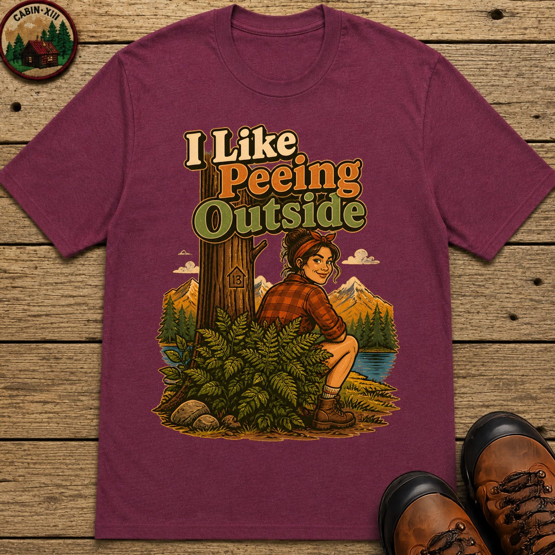 I Like Peeing Outside (Female) T Shirt - Berry