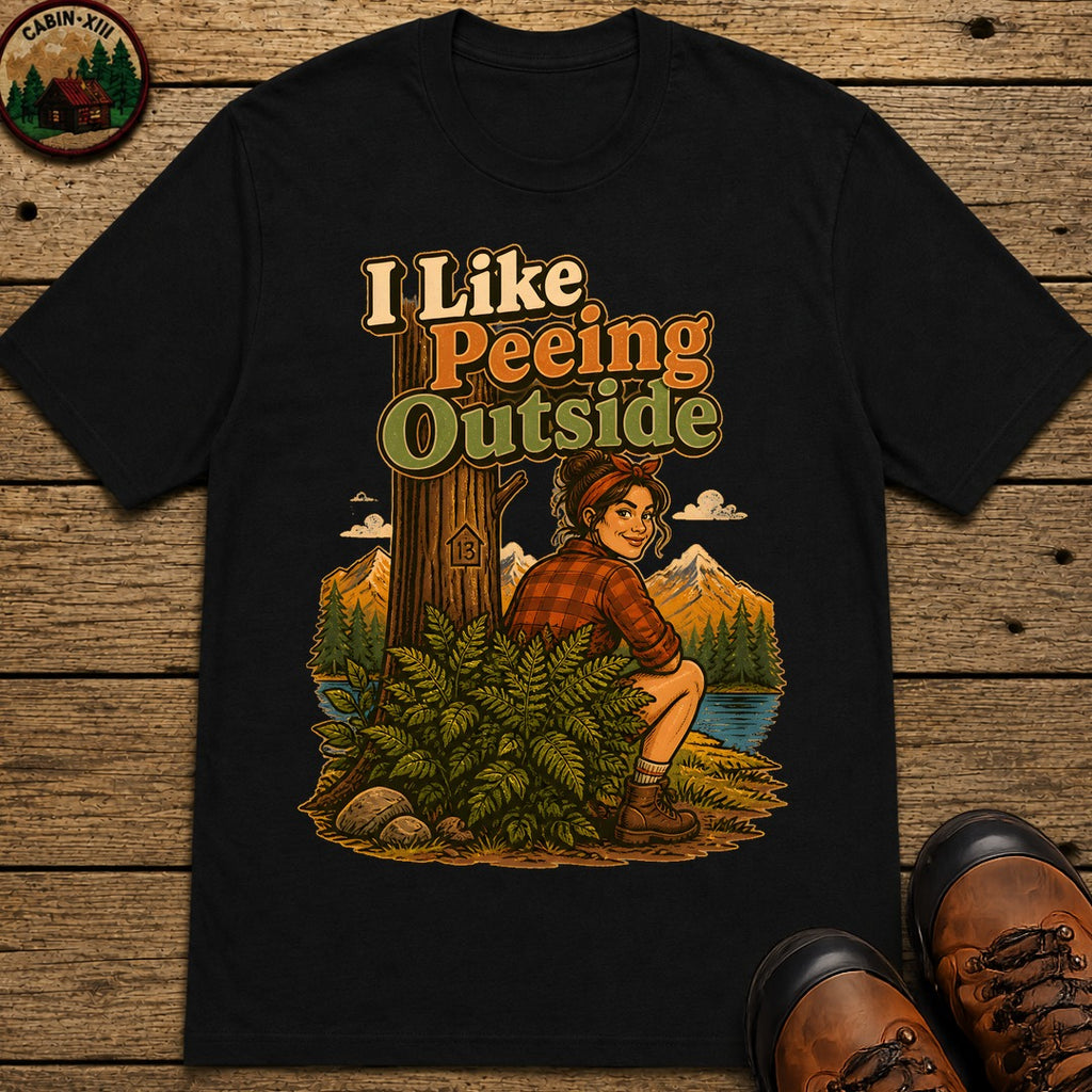 I Like Peeing Outside (Female) T Shirt - Black