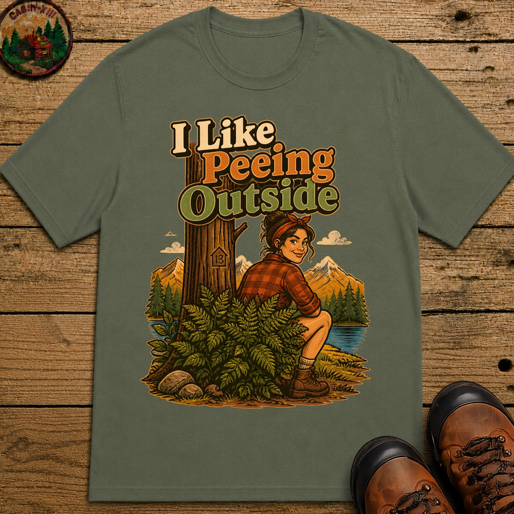 I Like Peeing Outside (Female) T Shirt - Moss