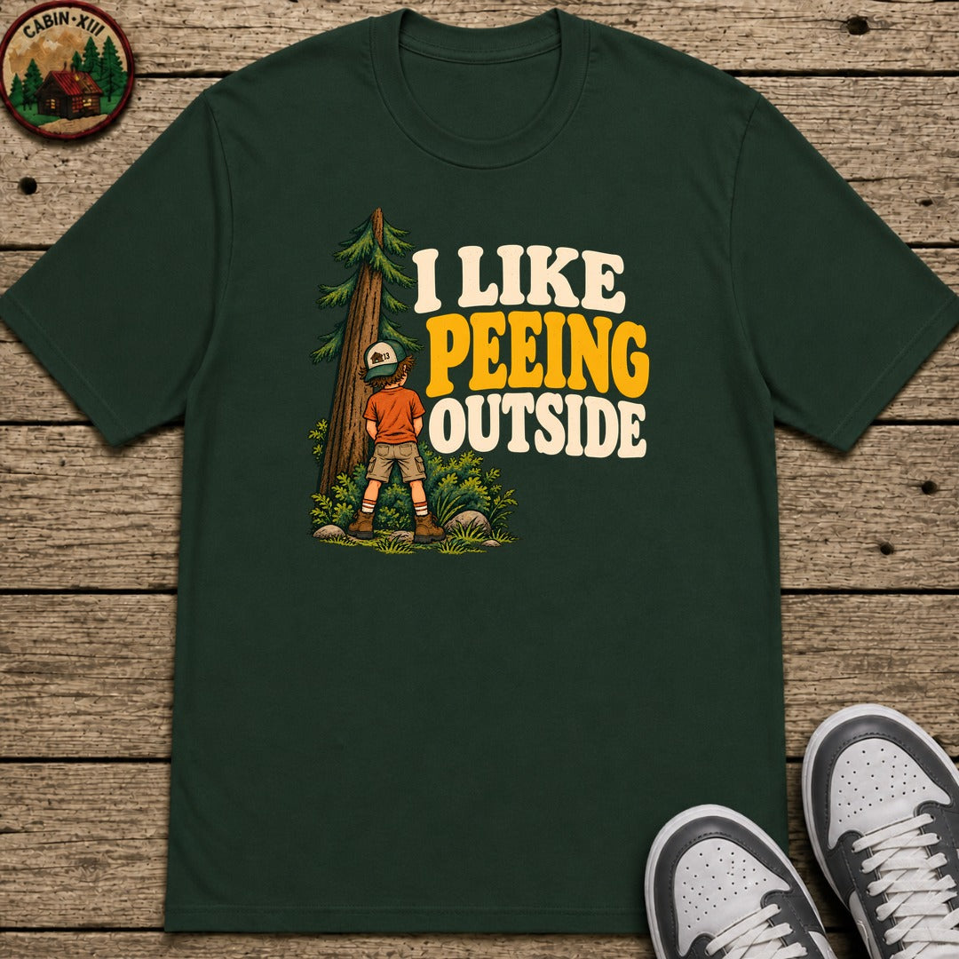 I Like Peeing Outside Kids T-Shirt - Forest Green