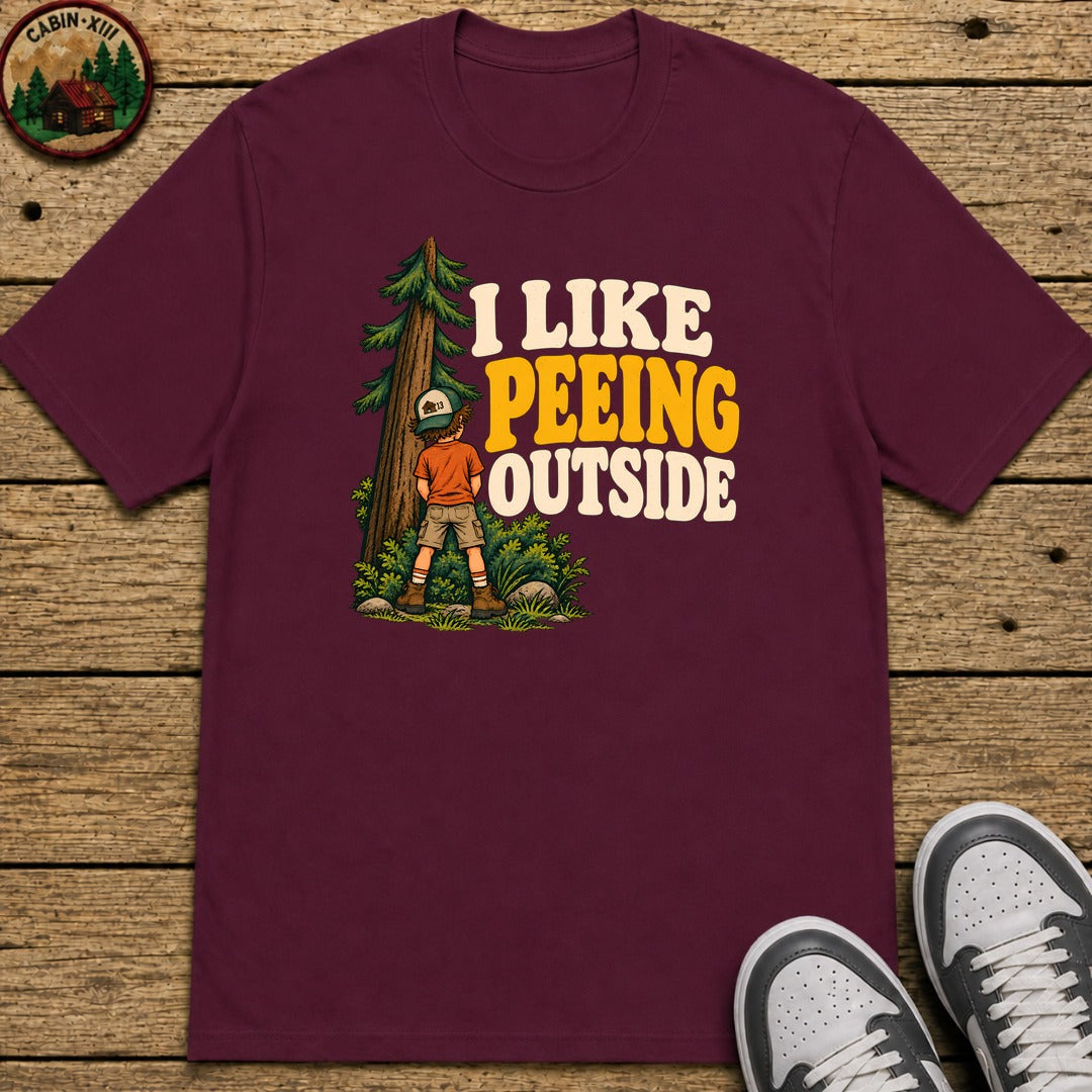 I Like Peeing Outside Kids T-Shirt - Maroon