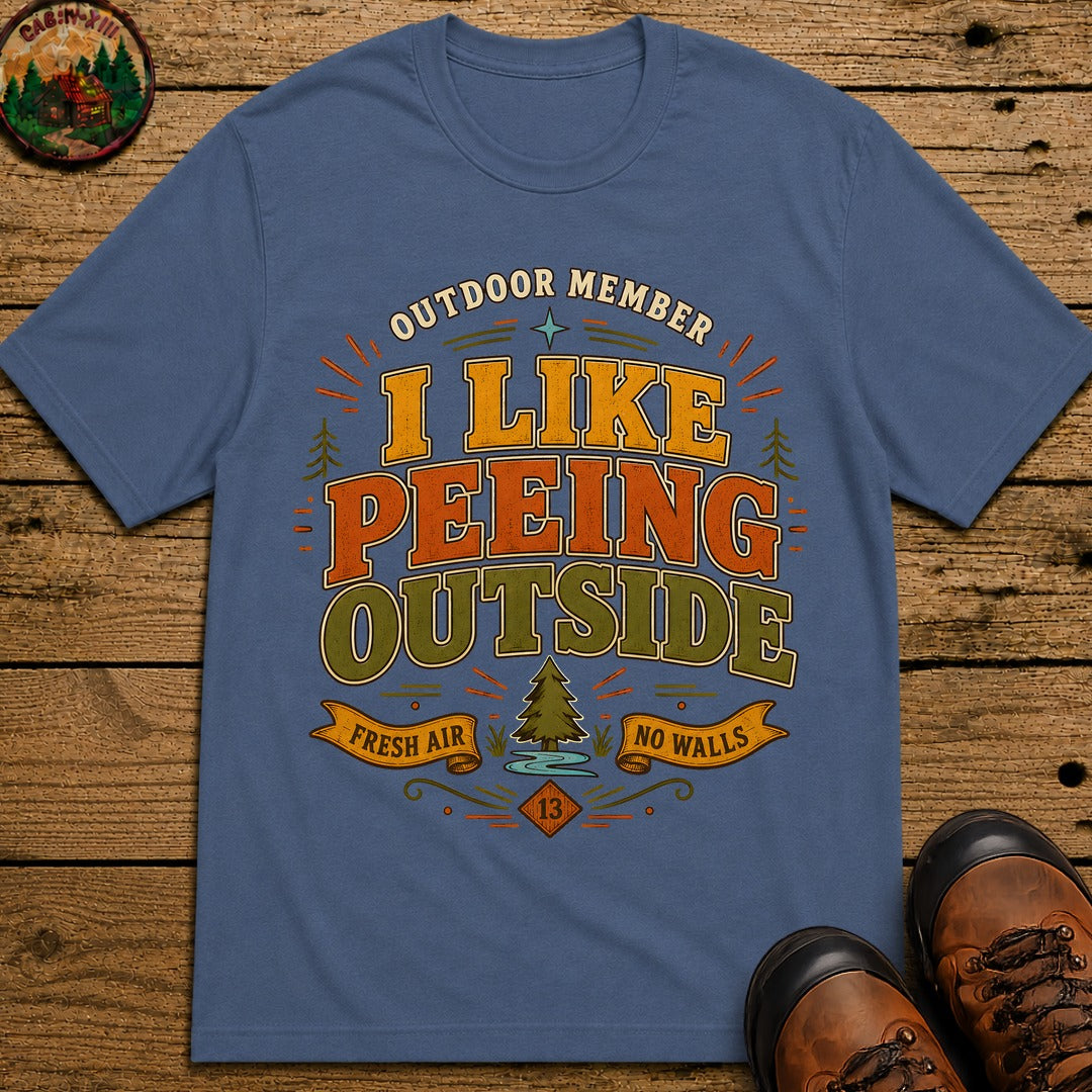 I Like Peeing Outside (Modern) T Shirt - Blue Jean
