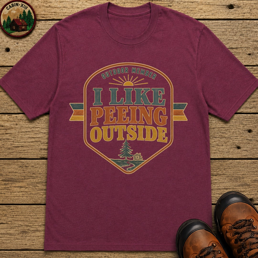 I Like Peeing Outside (Retro) T Shirt - Berry