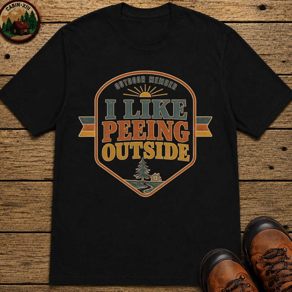 I Like Peeing Outside (Retro) T Shirt - Black