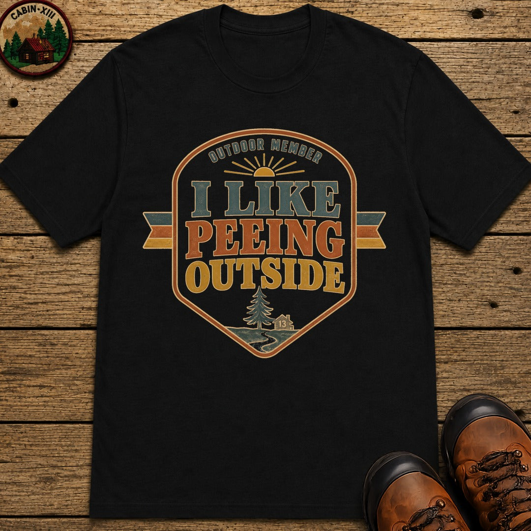 I Like Peeing Outside (Retro) T Shirt - Black