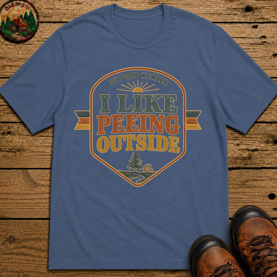 I Like Peeing Outside (Retro) T Shirt - Blue Jean