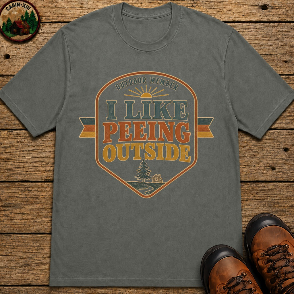 I Like Peeing Outside (Retro) T Shirt - Pepper