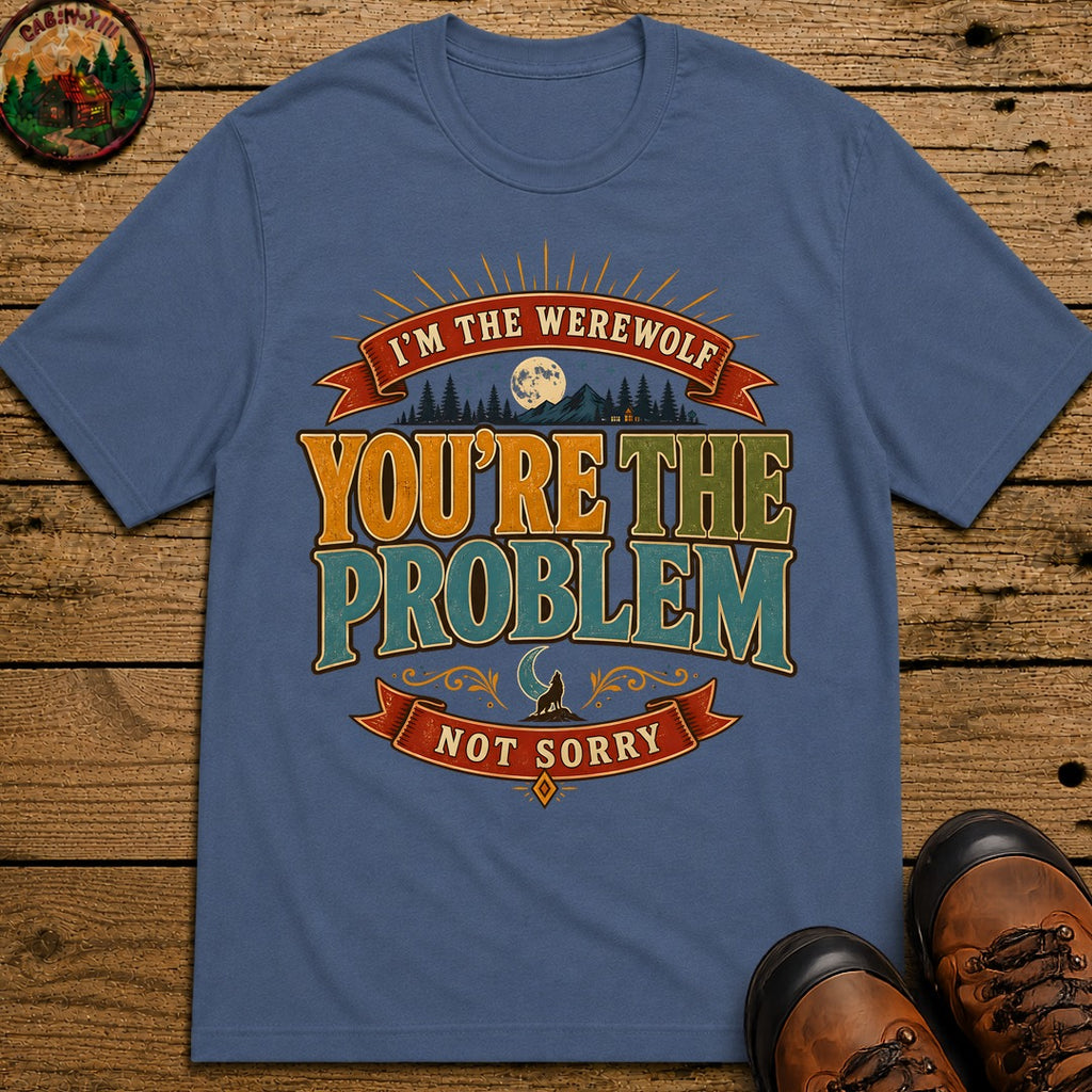 I'M The Werewolf (Modern) Badge T Shirt - Blue Jean