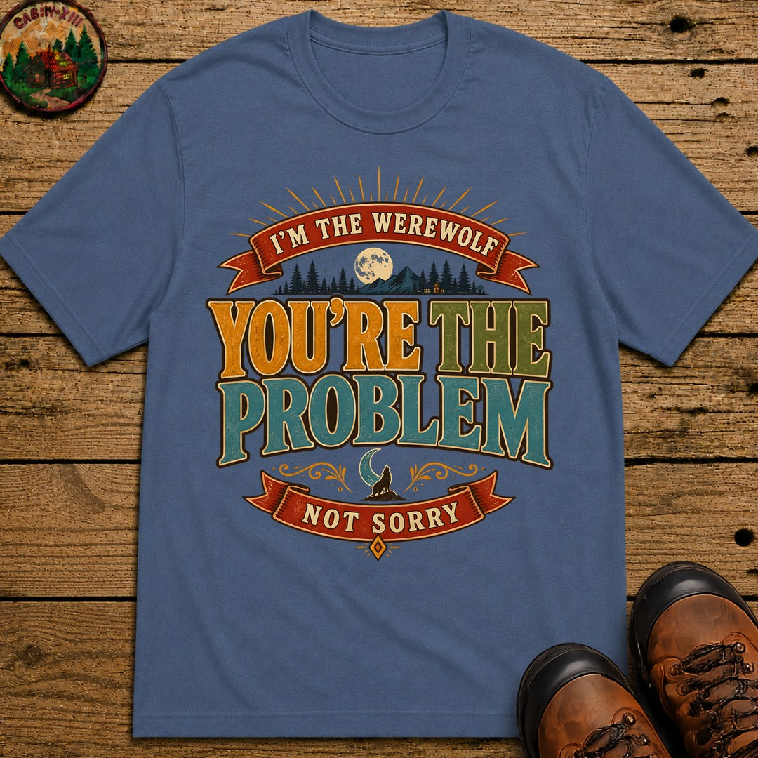 I'M The Werewolf (Modern) Badge T Shirt - Blue Jean