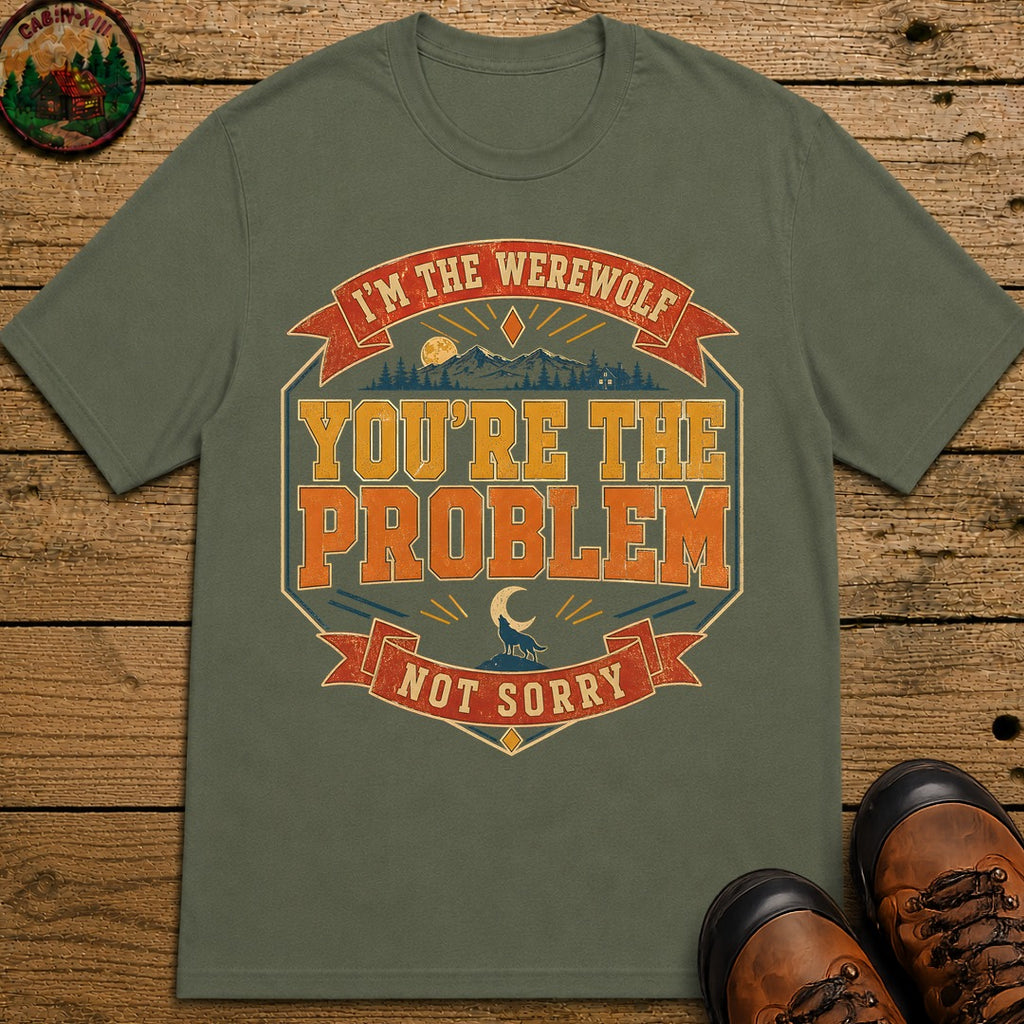 I'M The Werewolf (Retro) Badge T Shirt - Moss