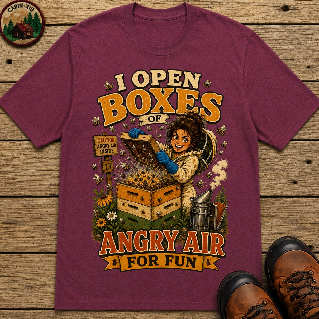 I Open Boxes of Angry Air T-Shirt - Berry