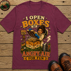 I Open Boxes of Angry Air T-Shirt - Berry