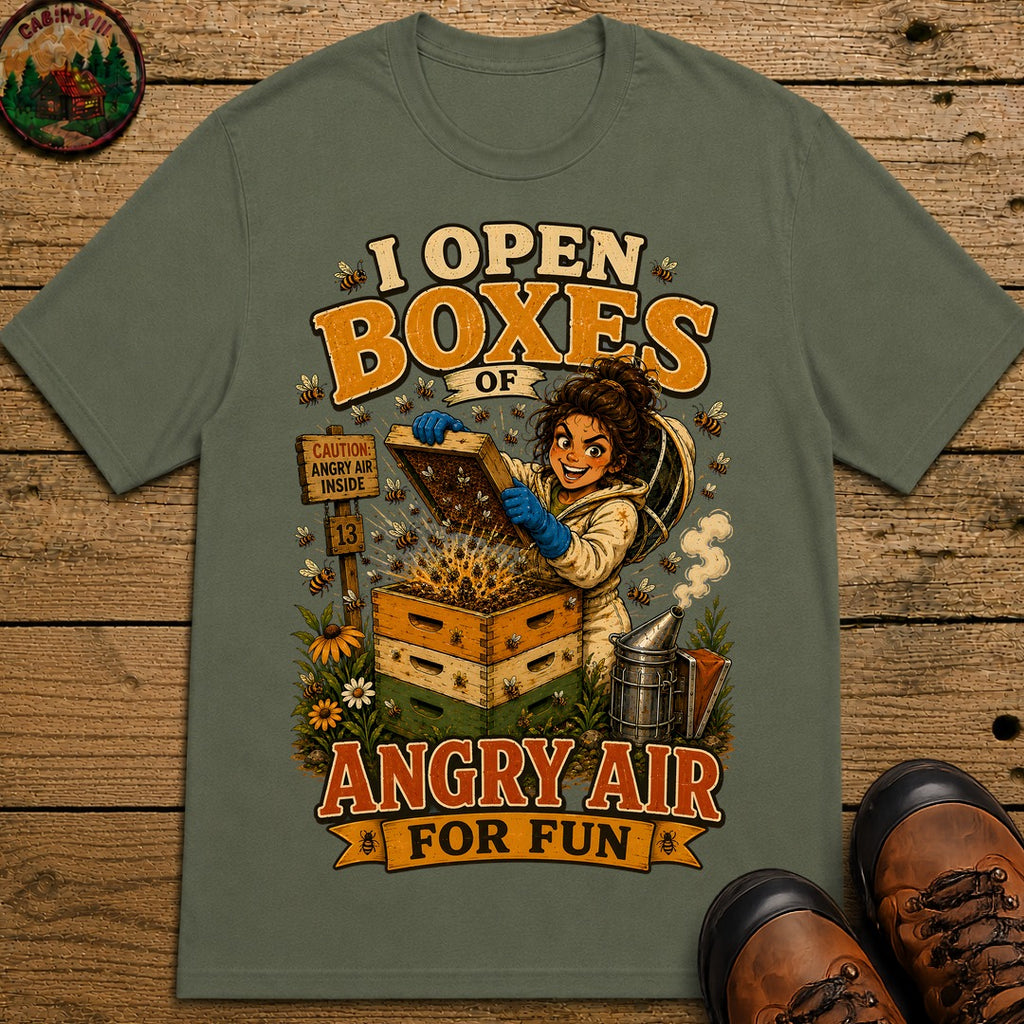 I Open Boxes of Angry Air T-Shirt - Moss