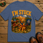 I'm Stuck — Funny Camping Dog Golden Retriever Outdoor Tee - Blue Jean