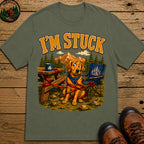 I'm Stuck — Funny Camping Dog Golden Retriever Outdoor Tee - Moss