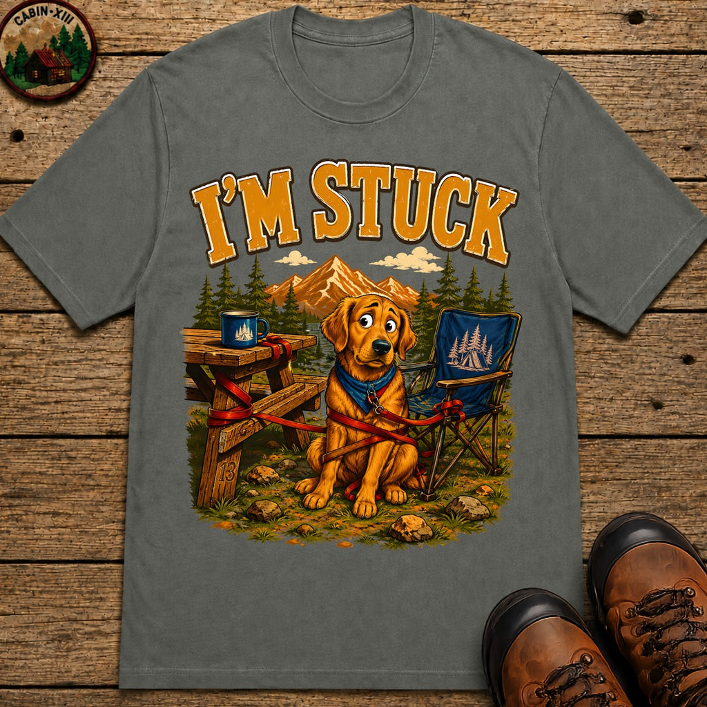 I'm Stuck — Funny Camping Dog Golden Retriever Outdoor Tee - Pepper