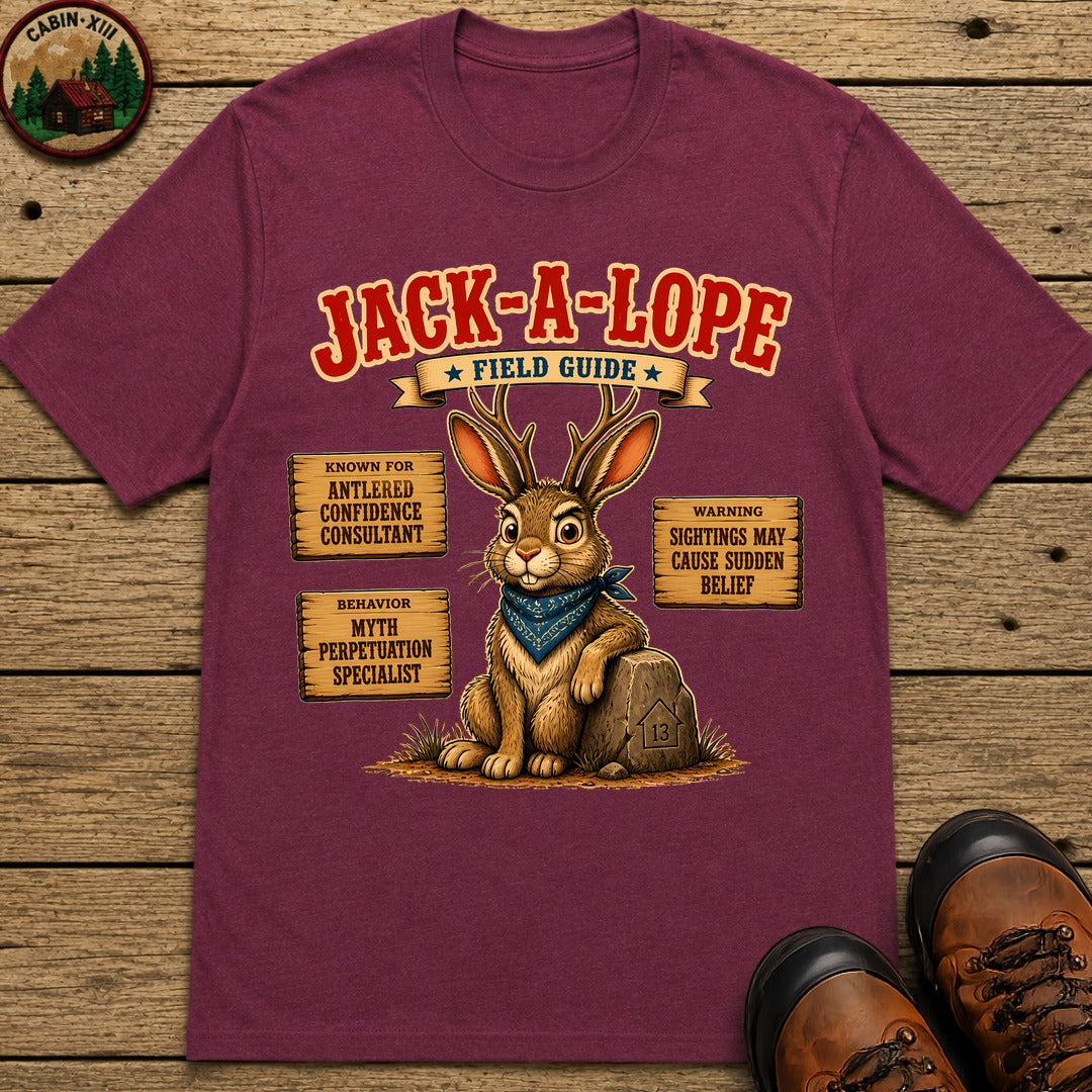 Jack A Lope Field Guide T-Shirt - Berry