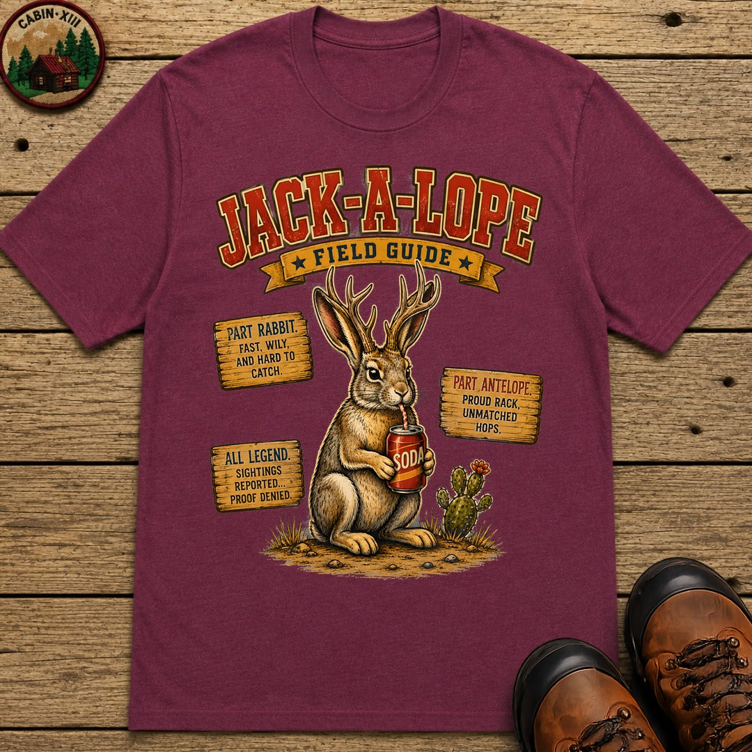 Jack A Lope Field Guide T Shirt - Berry