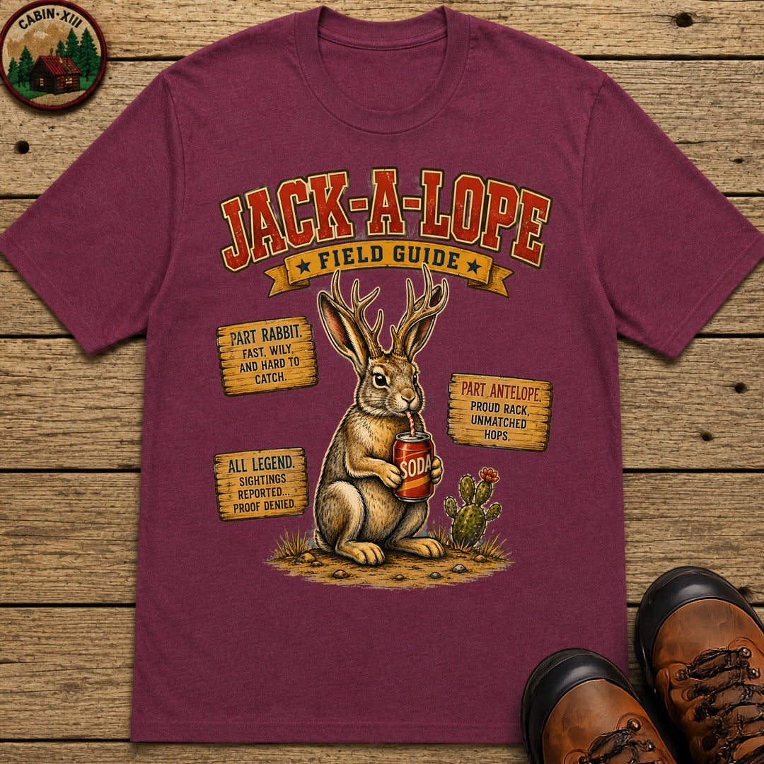 Jack A Lope Field Guide T Shirt - Berry
