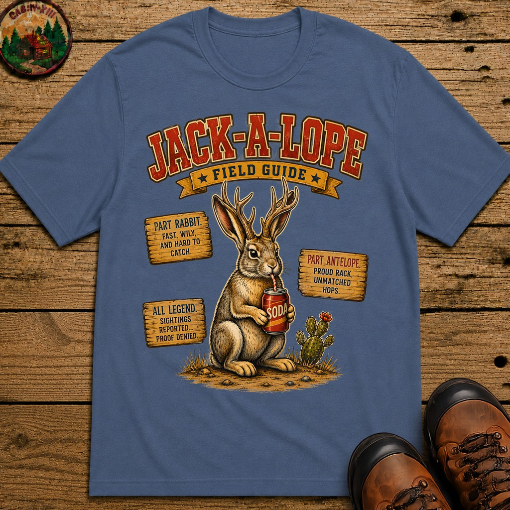 Jack A Lope Field Guide T Shirt - Blue Jean