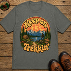 Keep On Trekkin' — Retro 70s Hiking and Camping Tee - Pepper