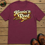 Keepin' It Reel — Retro Fishing Humor Tee - Berry