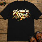 Keepin' It Reel — Retro Fishing Humor Tee - Black