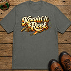 Keepin' It Reel — Retro Fishing Humor Tee - Pepper