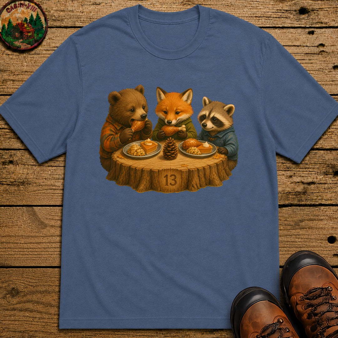 Kids Table Thanksgiving T-Shirt - Blue Jean