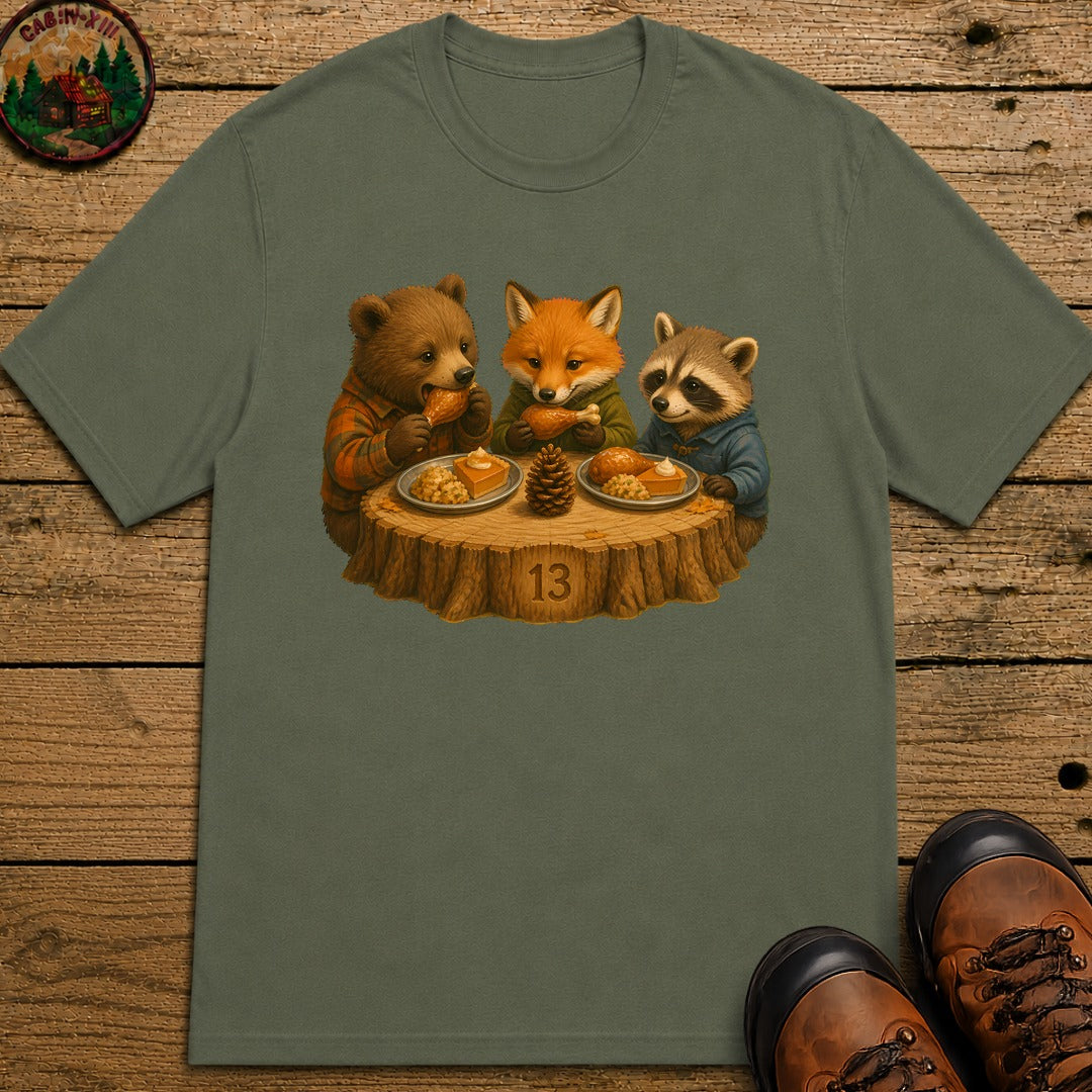 Kids Table Thanksgiving T-Shirt - Moss