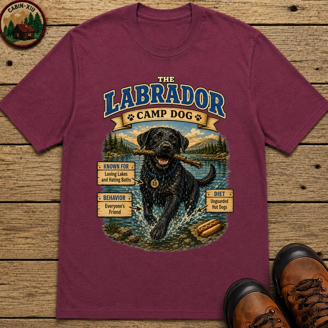 Labrador Camp Dog - Loving Lakes and Hating Baths Shirt - Berry