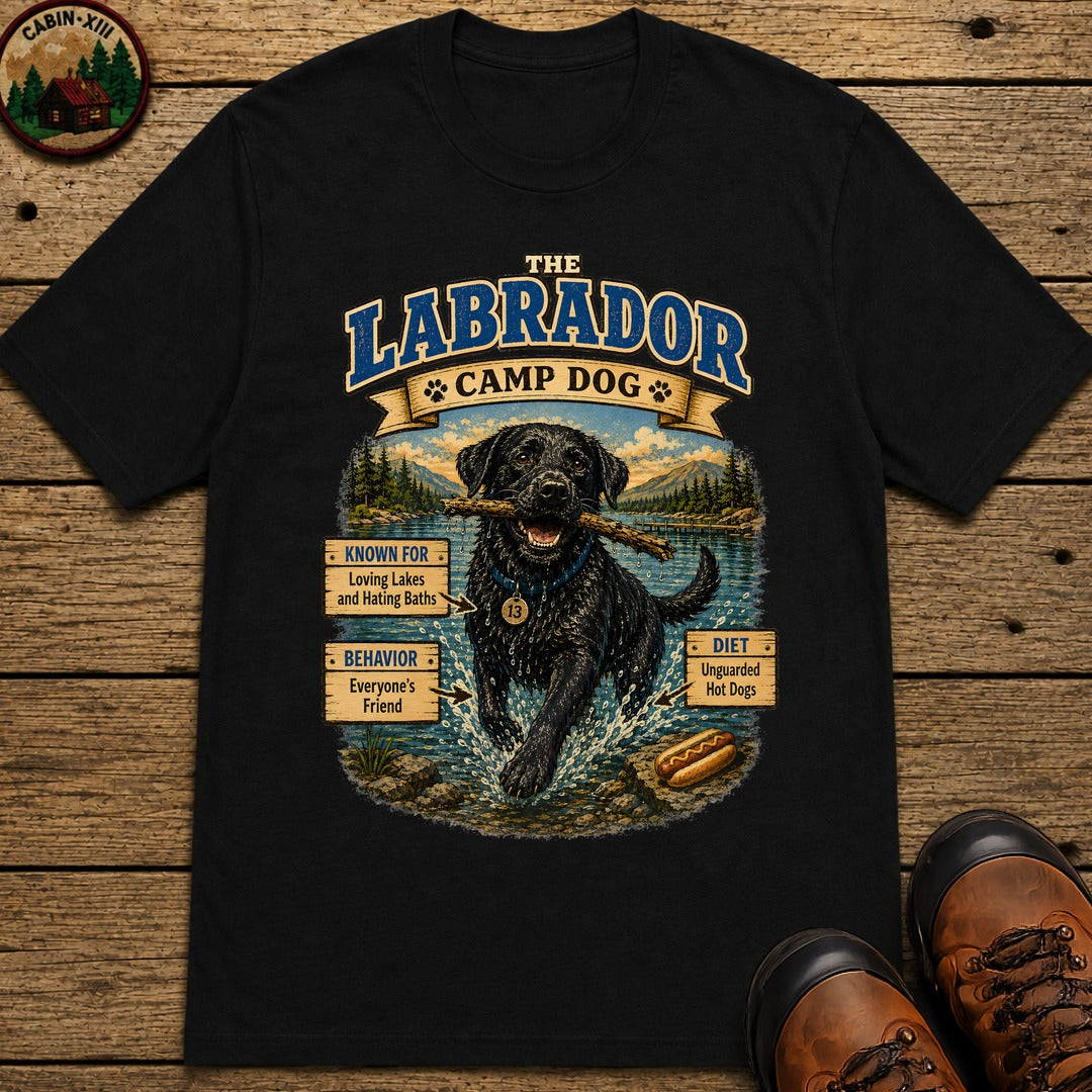 Labrador Camp Dog - Loving Lakes and Hating Baths Shirt - Black