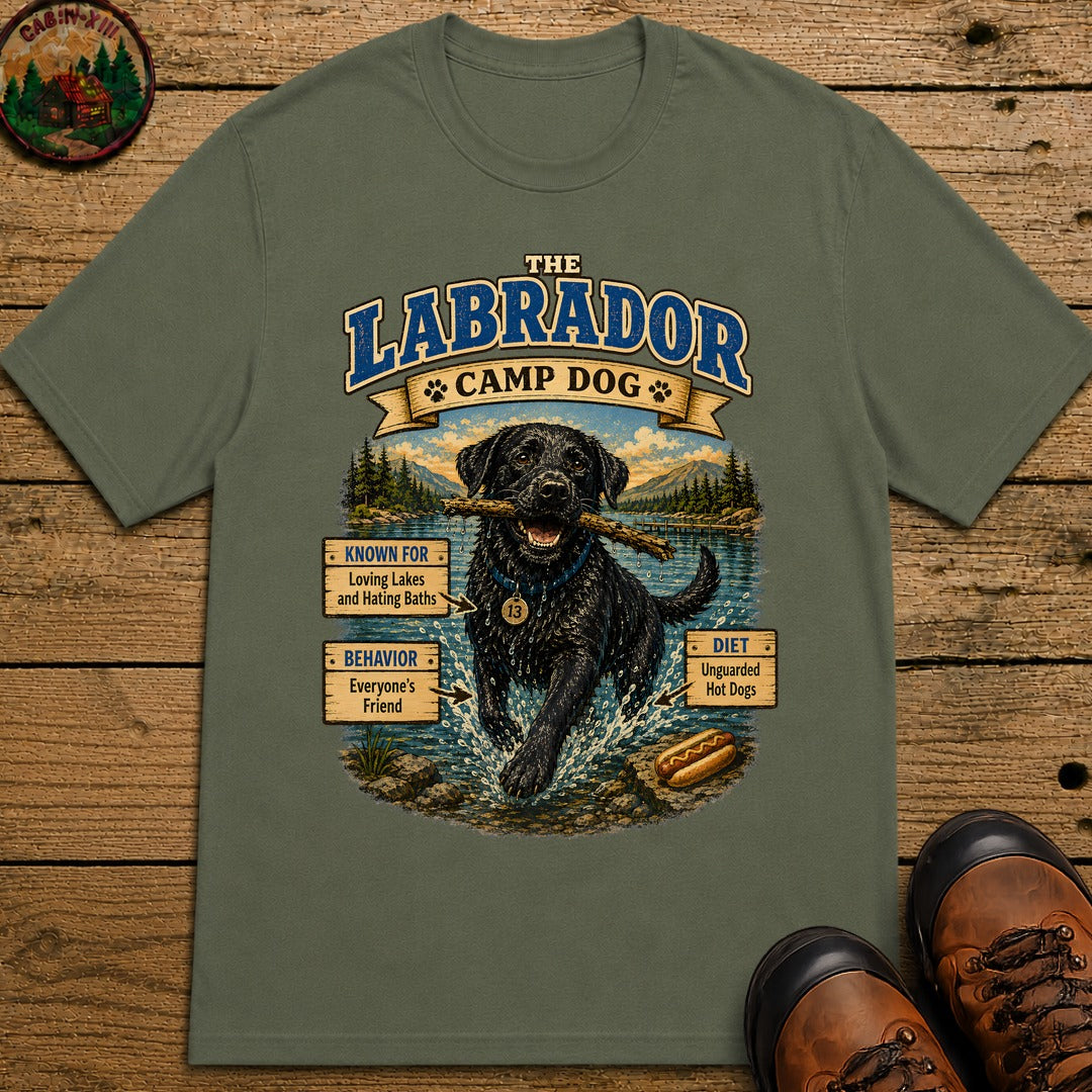 Labrador Camp Dog - Loving Lakes and Hating Baths Shirt - Moss