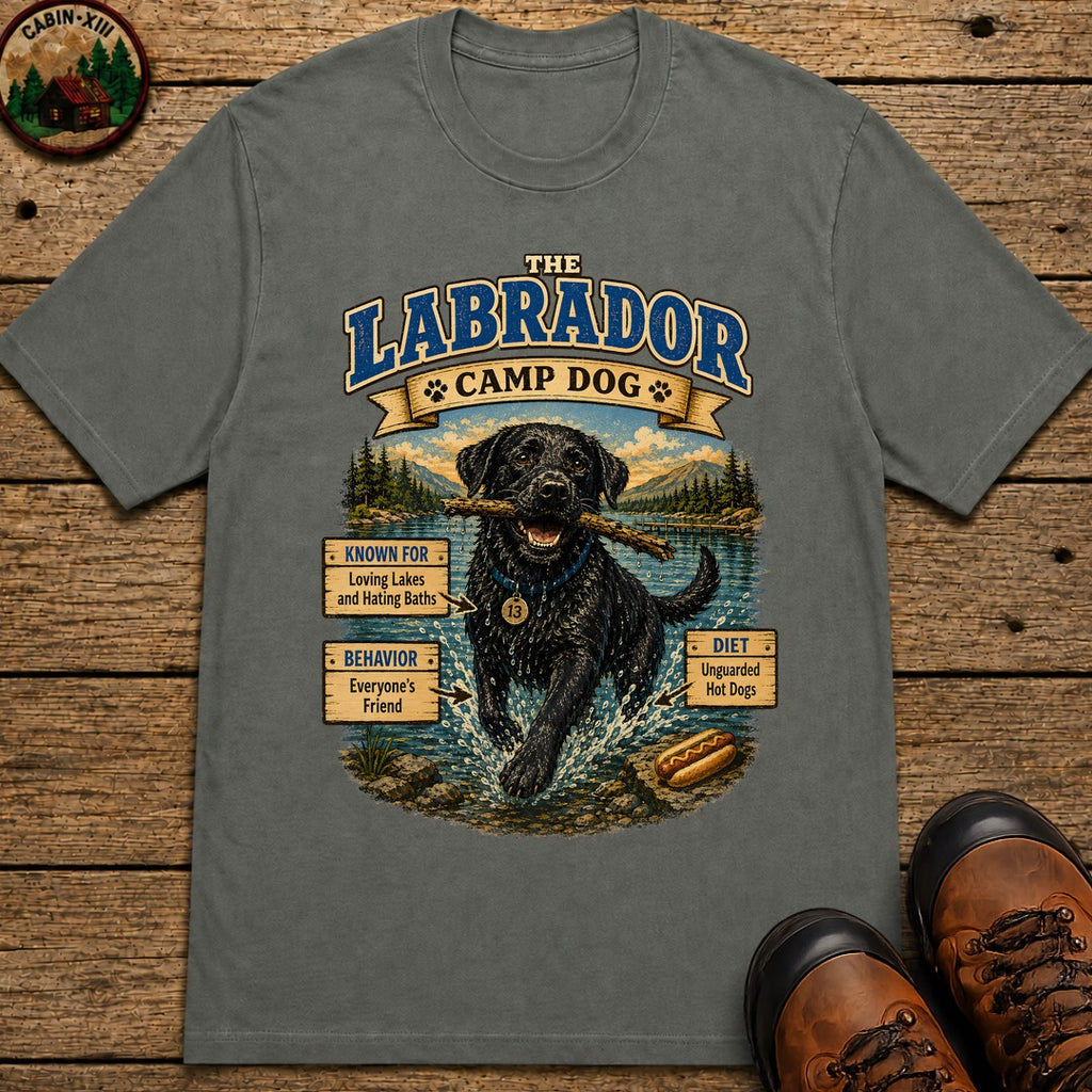 Labrador Camp Dog - Loving Lakes and Hating Baths Shirt - Pepper