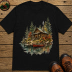 Lake Cabin (Watercolor) T-Shirt - Black