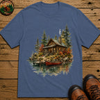 Lake Cabin (Watercolor) T-Shirt - Blue Jean