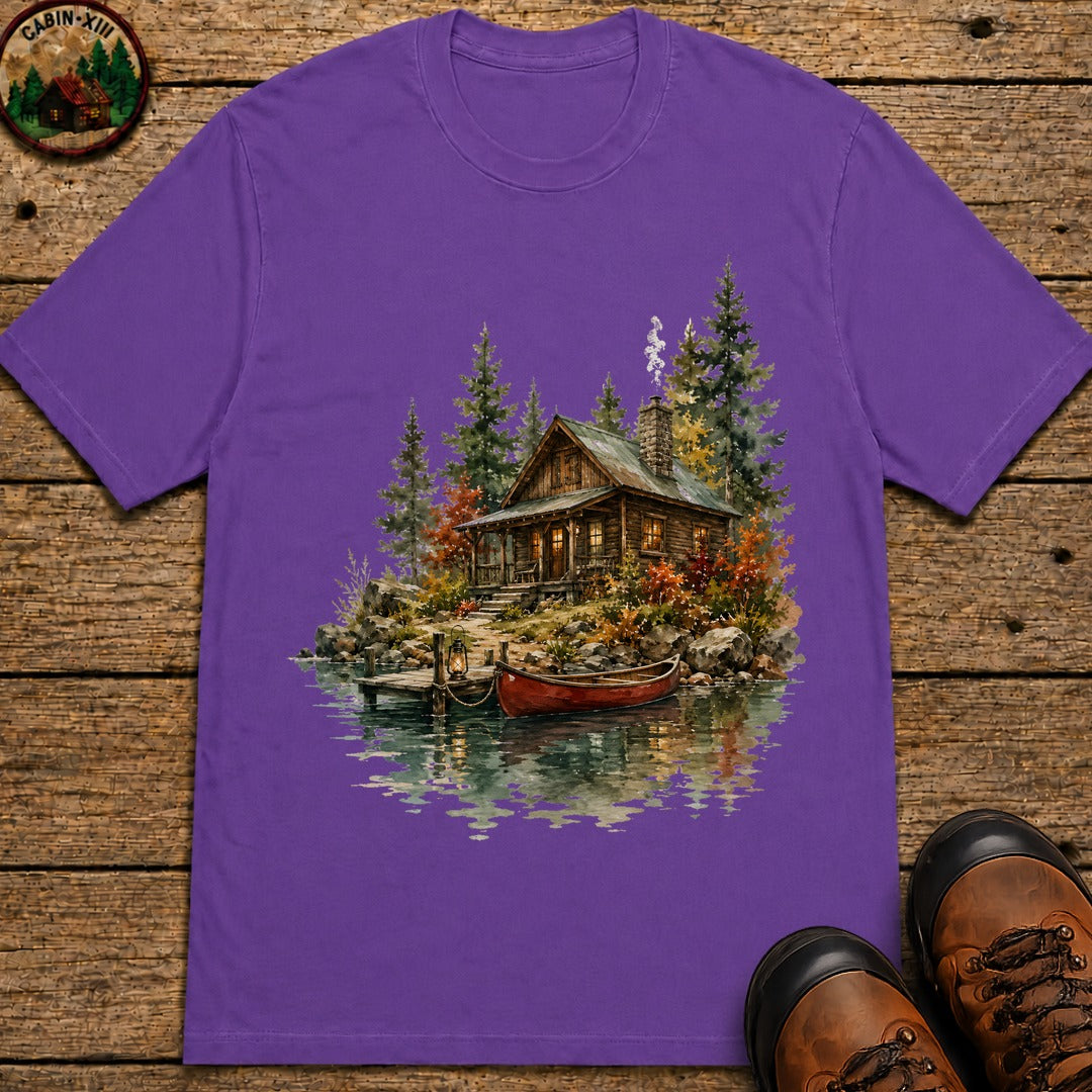 Lake Cabin (Watercolor) T-Shirt - Grape