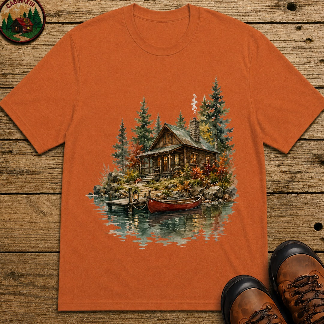 Lake Cabin (Watercolor) T-Shirt - Yam