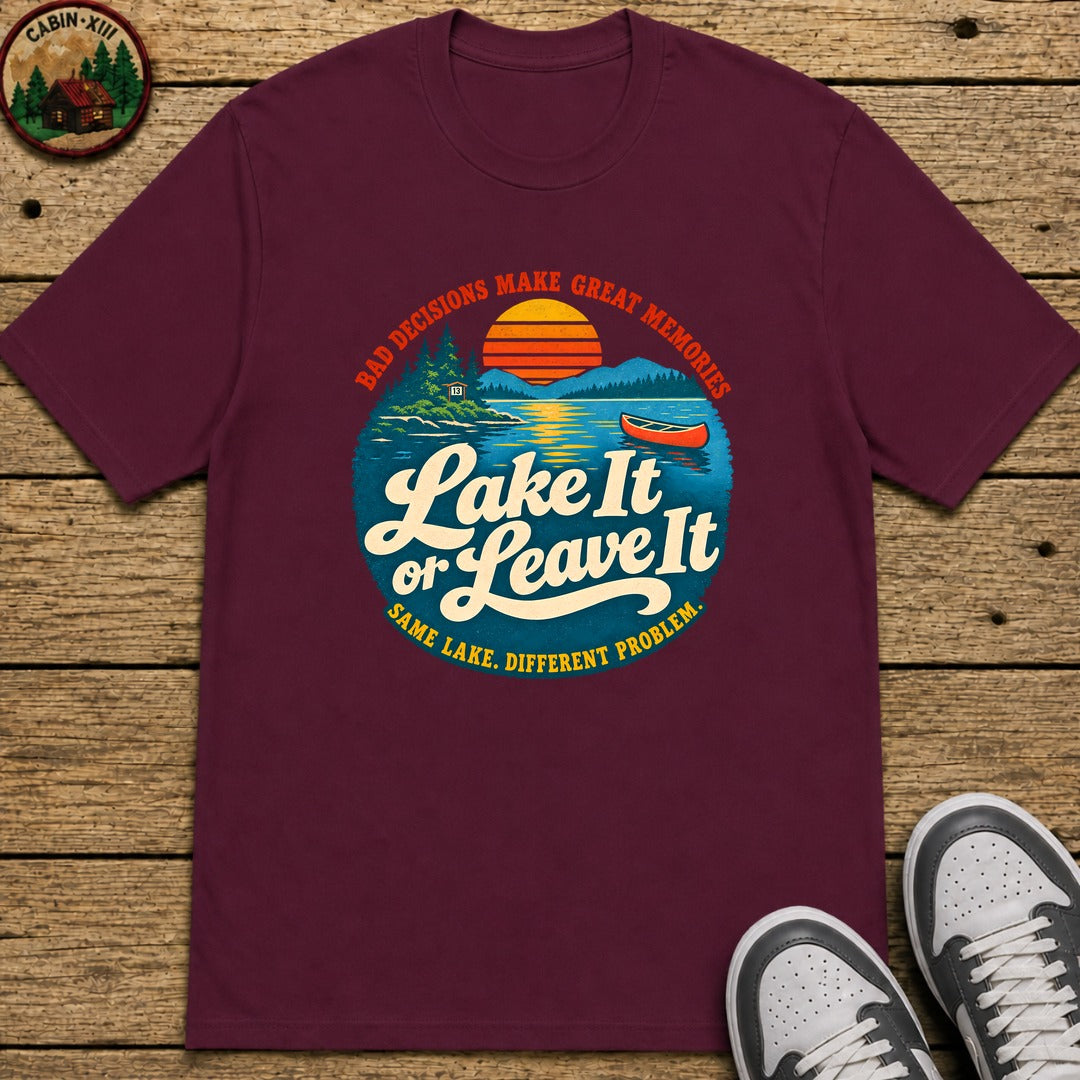 Lake It Or Leave It Badge Kids T-Shirt - Maroon
