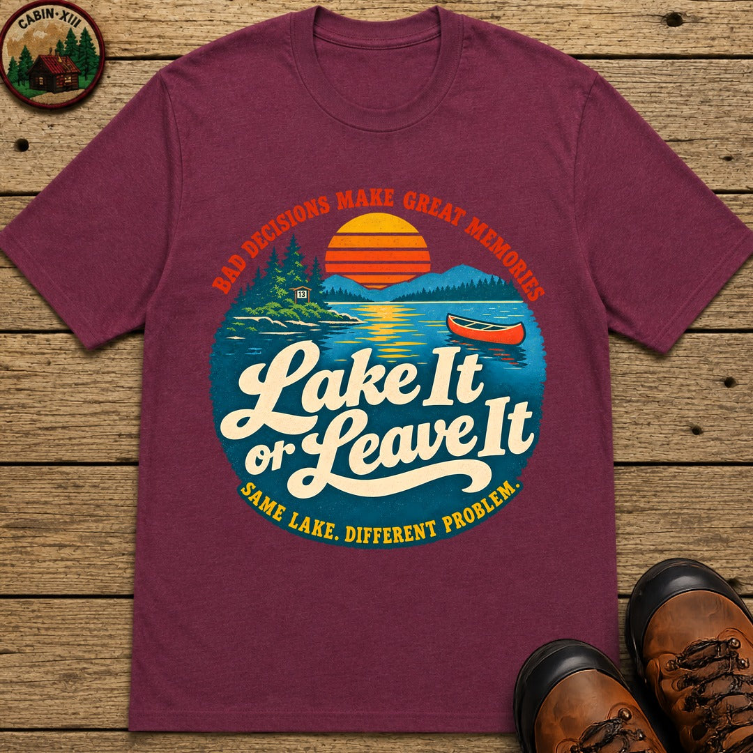 Lake It Or Leave It Badge T-Shirt - Berry
