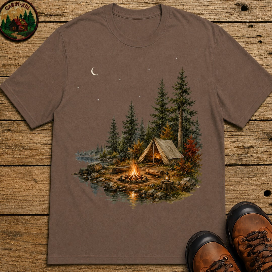 Lakeside Campsite (Watercolor) T-Shirt - Espresso