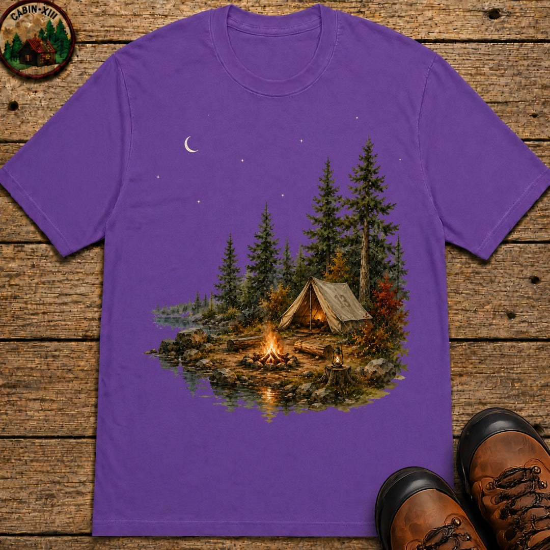 Lakeside Campsite (Watercolor) T-Shirt - Grape