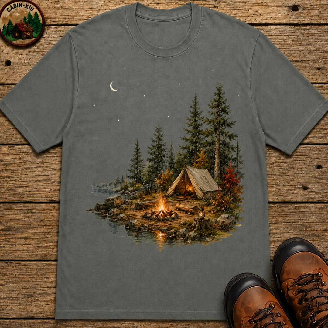 Lakeside Campsite (Watercolor) T-Shirt - Pepper