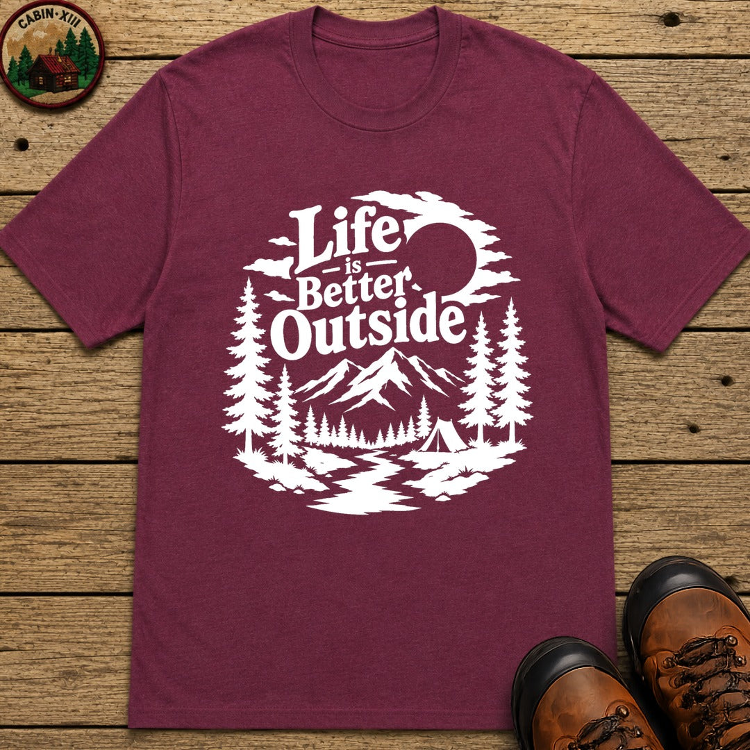 Life Is Better Outside Shirt — Vintage Outdoor Camping Tee - Berry