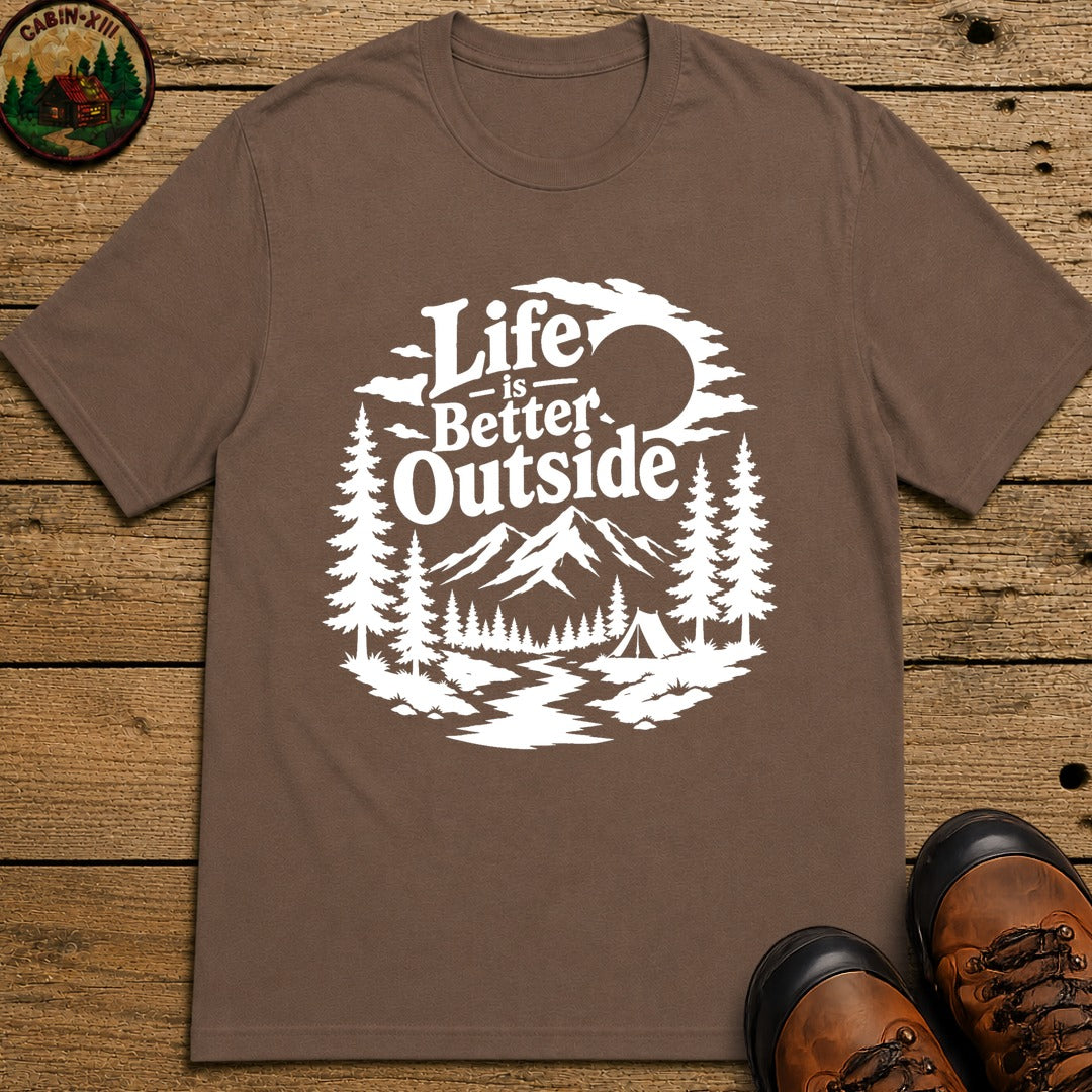 Life Is Better Outside Shirt — Vintage Outdoor Camping Tee - Espresso