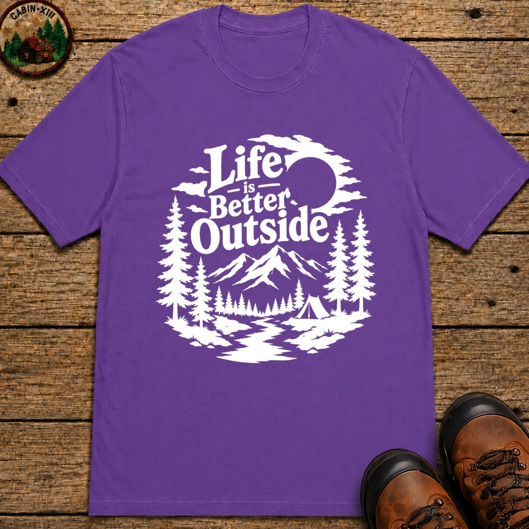 Life Is Better Outside Shirt — Vintage Outdoor Camping Tee - Grape