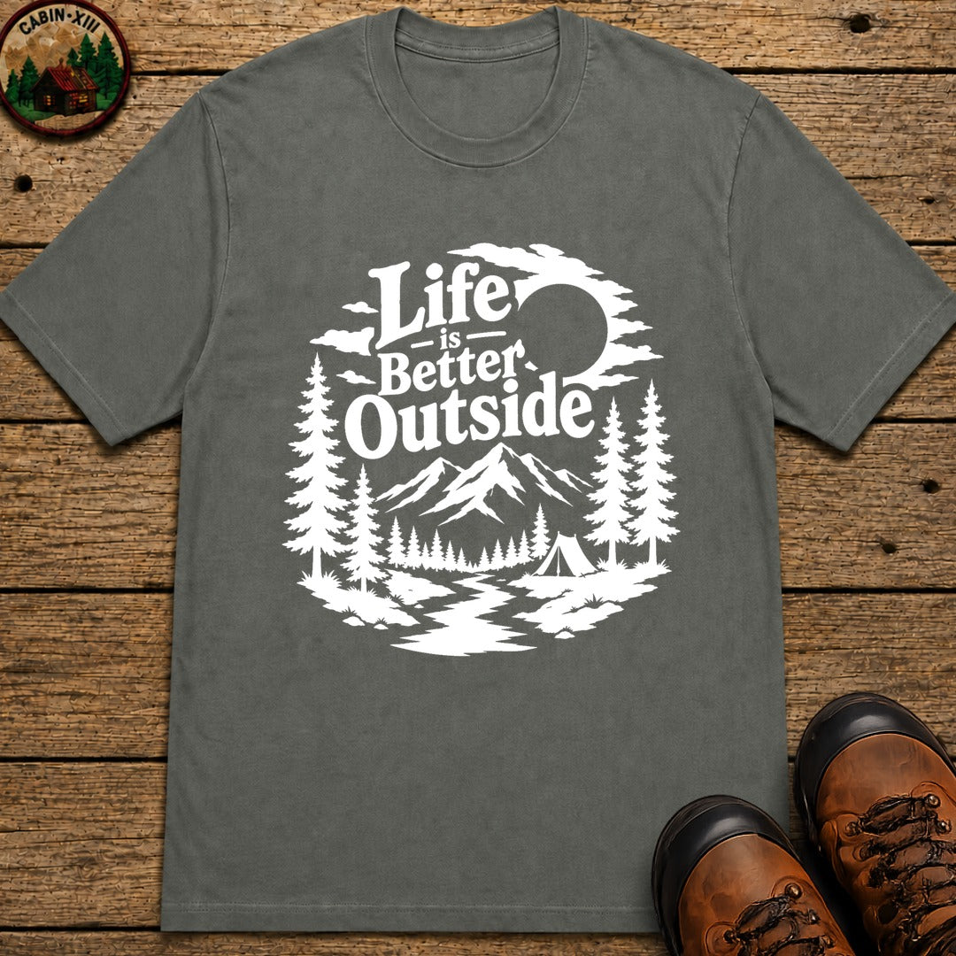 Life Is Better Outside Shirt — Vintage Outdoor Camping Tee - Pepper