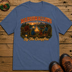 Marshmallows by the Campfire — Vintage Family Camping Tee - Blue Jean
