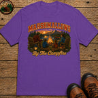 Marshmallows by the Campfire — Vintage Family Camping Tee - Grape